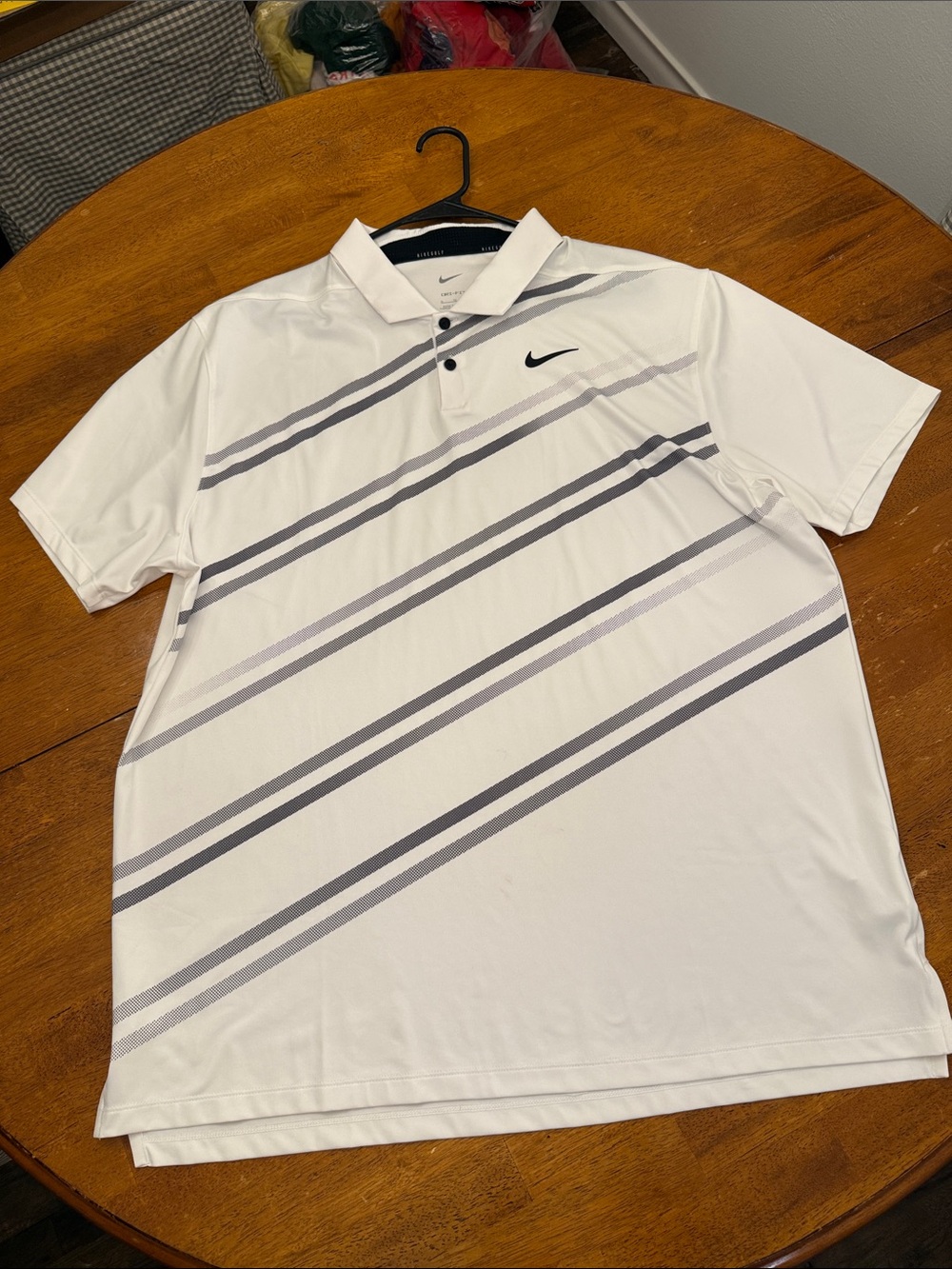 Nike Polo Mens XLWhite Diagonal Stripe Dri-FIT Stretch DH0791-100 Spandex Vented